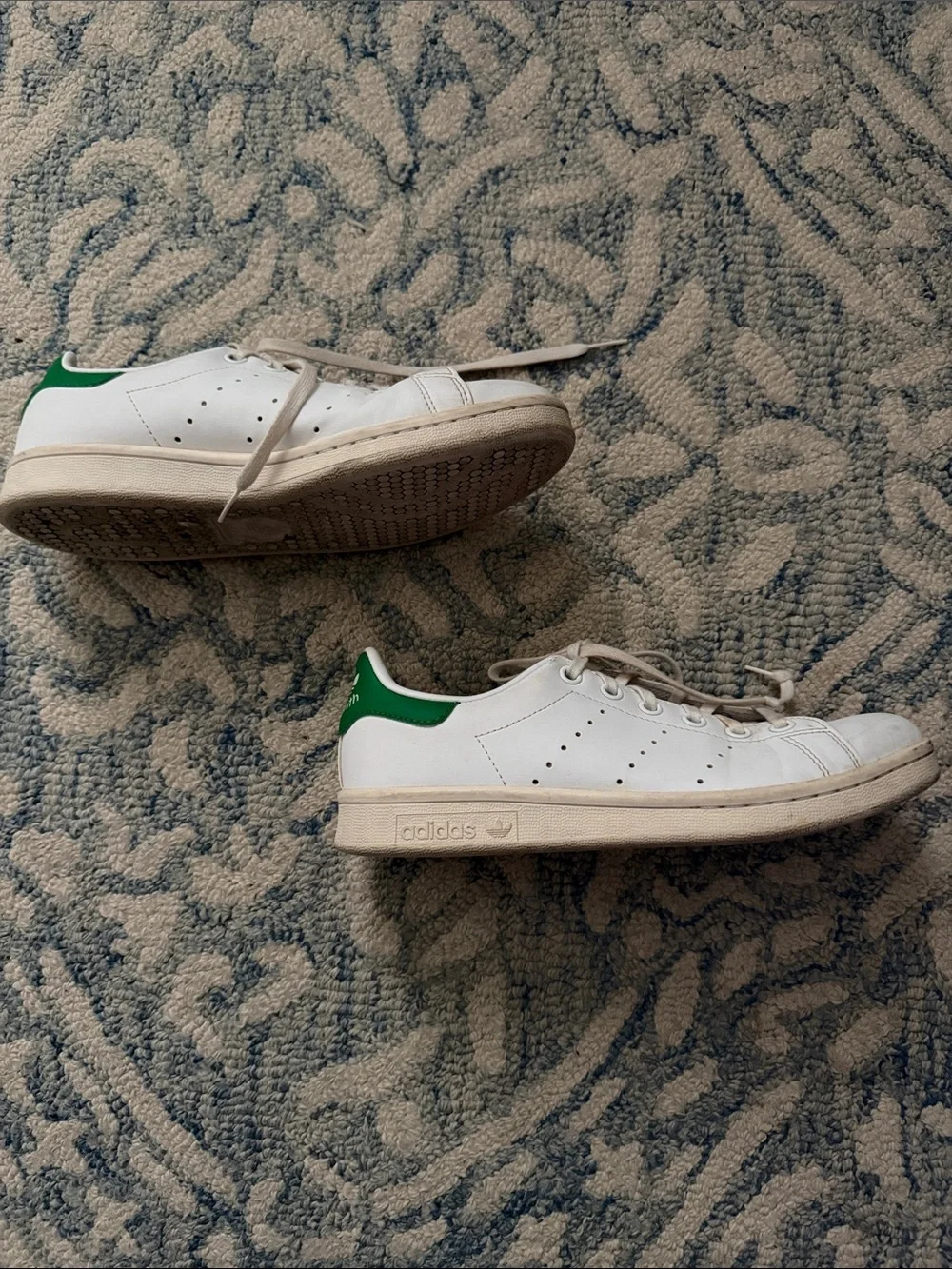 adidas White Leather Sneakers with Green Heel Tab